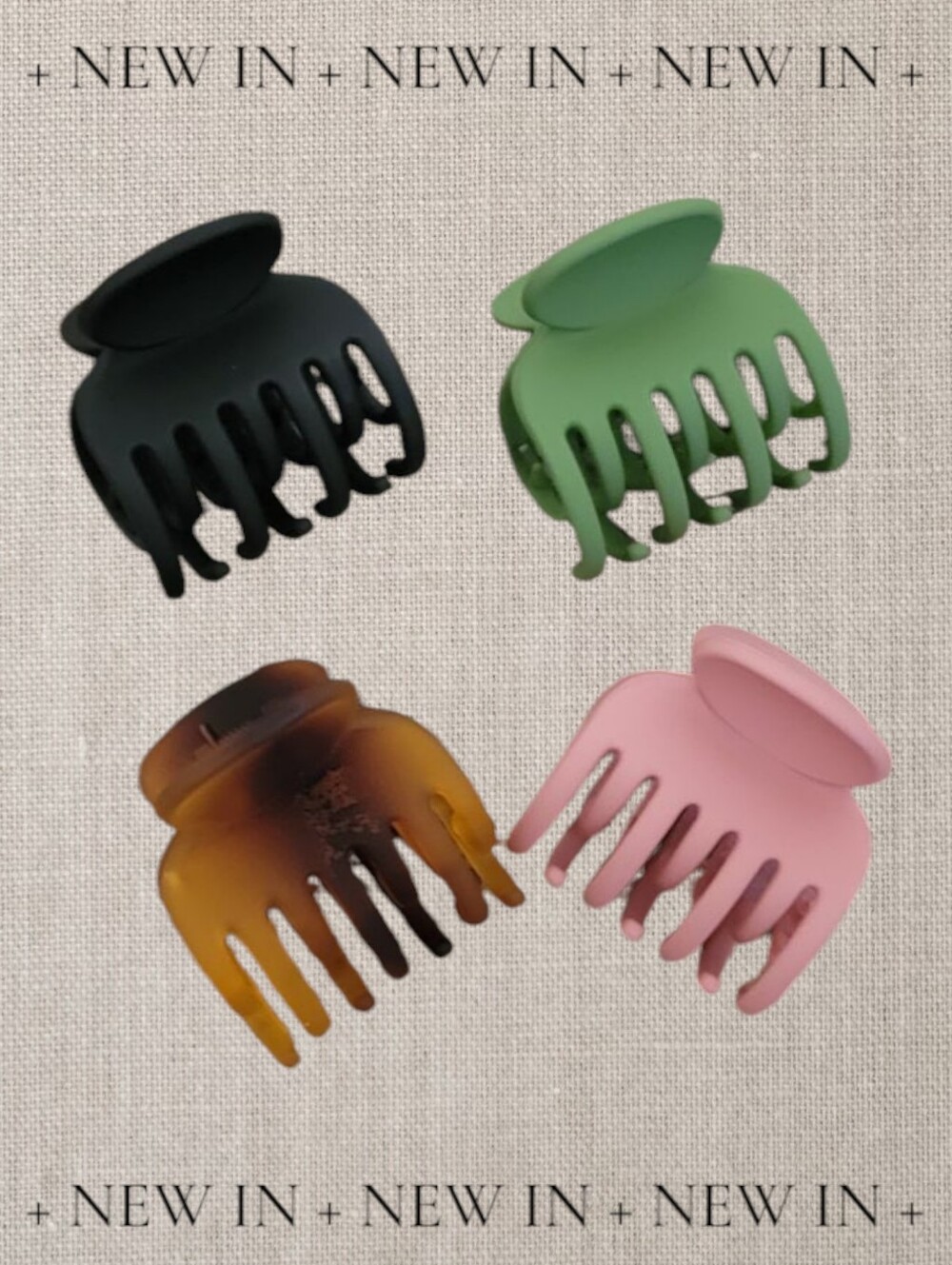 Set of 4 Non-Slip Mini Claw Hair Clips – Fine Hair – Matte Neutral Colors – NEW